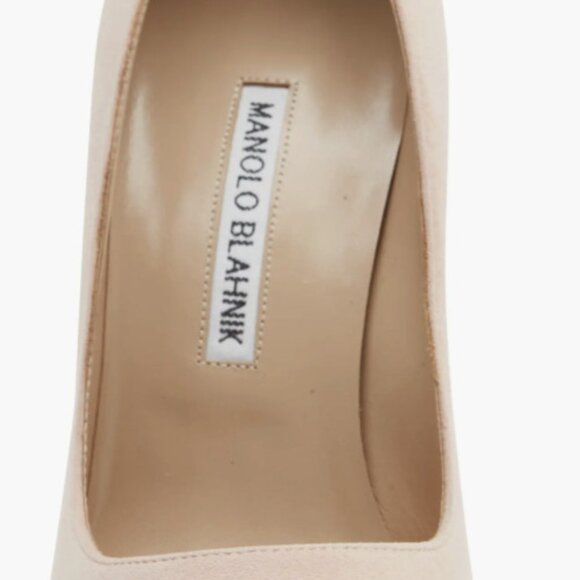 Manolo Blahnik BB 105 Pointy Toe Pump Suede Daim Nude Pumps - Picture 11 of 12